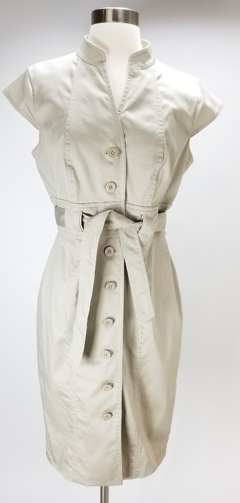 Calvin Klein Shirt Dress Size 8 Tie Waist Khaki